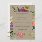 KRAFT YELLOW BLUSH BURGUNDY FLORAL COUPLES DUSCHE EINLADUNG (Vorne/Hinten)