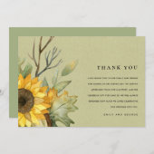 KRAFT YELLOW SUNFLOWER WASSERCOLOR FLUSSBREITE DANKESKARTE (Vorne/Hinten)