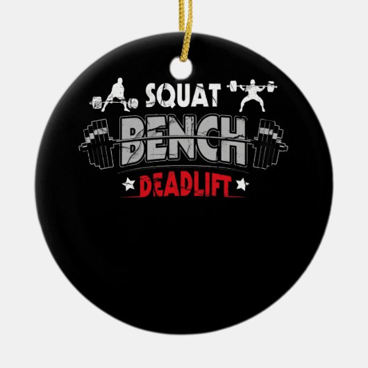 Kraftanhebende Sitzbank Deadlift Keramik Ornament (Vorne)