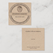 Kraftbäckerei Hausgemachte Kuchen und Bonbons Klas Quadratische Visitenkarte (Vorne/Hinten)