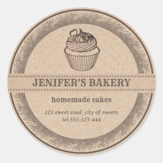 Kraftbäckerei Hausgemachte Kuchen und Bonbons Klas Runder Aufkleber (Vorderseite)
