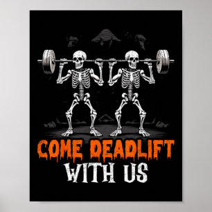 Kraftdreikampf Skelett Gewichtheber Bodybuilder Wo Poster