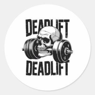 Kraftdreikampf-Totlast-Hebeskull-Skelett-Training  Runder Aufkleber