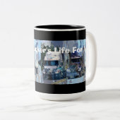 KRAFTFAHRZEUGE BIG-RIG-LKW-HALTUNG KAFFEMUGS ZWEIFARBIGE TASSE (VorderseiteRechts)