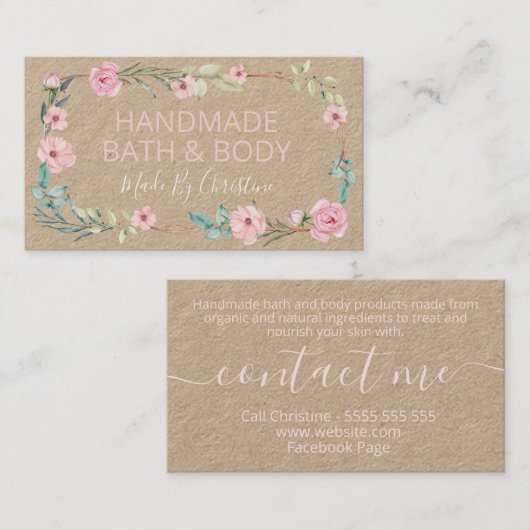 Kräftig rosa Blume Handgefertigte Wellness-Center- Visitenkarte (Vorne/Hinten)