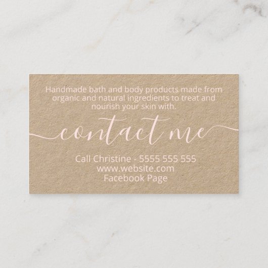 Kräftig rosa Blume Handgefertigte Wellness-Center- Visitenkarte (Rückseite)