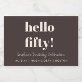 Kräftige erdige braune moderne 50. Geburtstag indi Schaumweinetikett (Einzelnes Label)