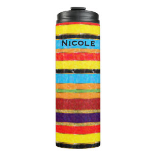 Kräftige Farben Farbige Chic Fiesta Streifen Thermosbecher