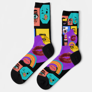 Kräftige Pop-Art-Explosion Retro-Comic-Stil Socken