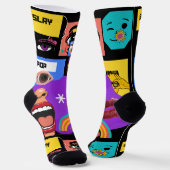 Kräftige Pop-Art-Explosion  Retro-Comic-Stil Socken (Gewinkelt)