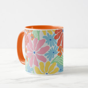 Kräftiger Retro-Blumen-Pop-Art der 60er Jahre Tasse