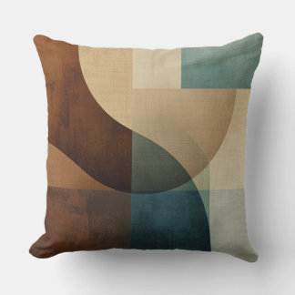 Kräftiges Braun Beige Blau Grün Abstrakt Colorbloc Kissen