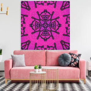 Kräftiges Rosa und Lila geometrisches Muster Leinwanddruck