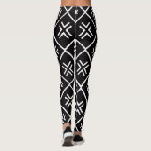 Kräftiges Schwarz-Weiß-Boho Leggings (Rückseite)