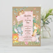 KraftJungle Big One Girls Einladung zum Geburtstag (Stehend Vorderseite)