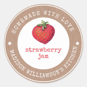 Kraftomemade mit Liebe Strawberry Jam Label Runder Aufkleber