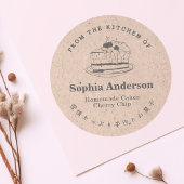 Kraftpapier aus der Küche des Kirschkucheneiches Runder Aufkleber