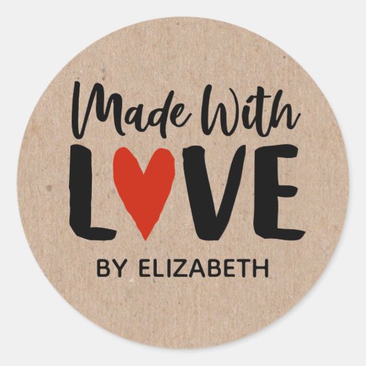 Kraftpapier aus Liebe-Heart-Aufkleber Runder Aufkleber (Vorderseite)