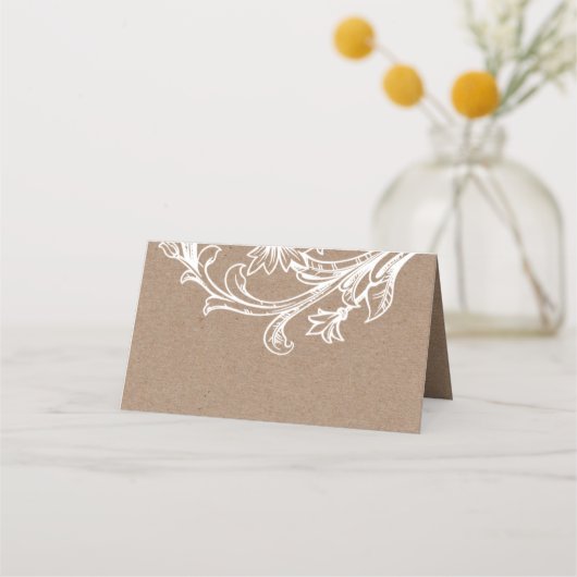 Kraftpapier blühe Hochzeitskorb Platzkarte (Rückseite)