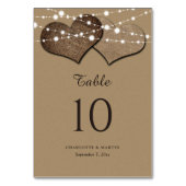 Kraftpapier Burlap Hearts Wedding Tischnummer (Rückseite)