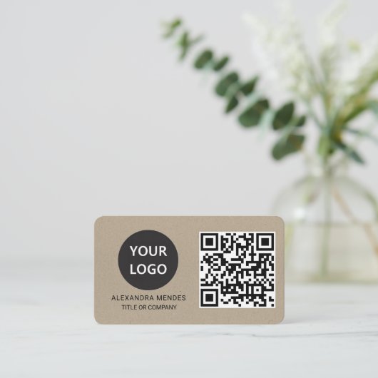 Kraftpapier Custom Logo modern Stilvoll Visitenkarte (Stehend Vorderseite)