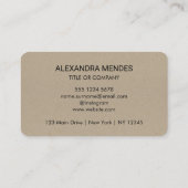Kraftpapier Custom Logo modern Stilvoll Visitenkarte (Rückseite)