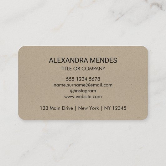 Kraftpapier Custom Logo modern Stilvoll Visitenkarte (Rückseite)