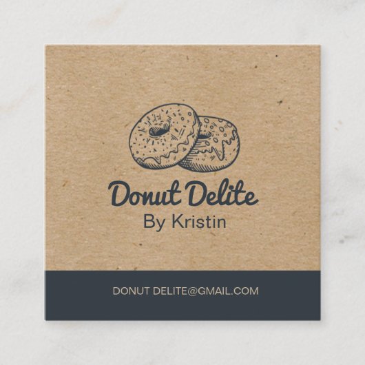 Kraftpapier Donut Square Business Card Quadratische Visitenkarte (Vorderseite)