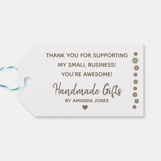 Kraftpapier Einfache Schlichte handgefertigte Gesc Geschenkanhänger (Rückseite Horizontal)