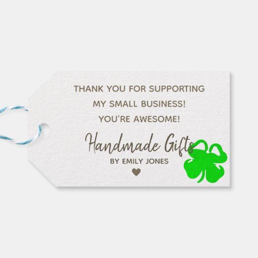 Kraftpapier Einfache Schlichte handgefertigte Gesc Geschenkanhänger (Rückseite Horizontal)