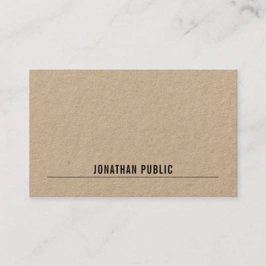 Kraftpapier Elegant Simple Modern Beruflich Top Visitenkarte (Vorderseite)