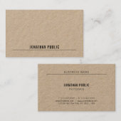 Kraftpapier Elegant Simple Modern Beruflich Top Visitenkarte (Vorne/Hinten)