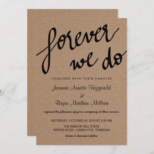 Kraftpapier für immer schreiben wir rustikale Hoch Einladung (Vorne/Hinten)