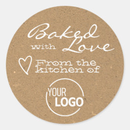 Kraftpapier gebacken mit Liebe Logo Template Heart Runder Aufkleber