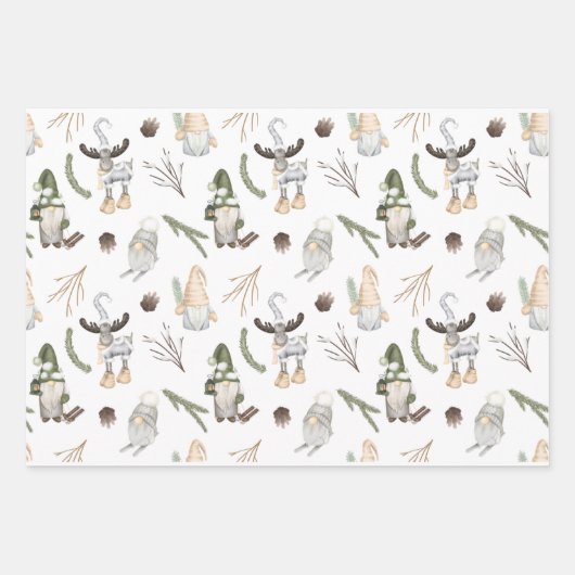 Kraftpapier | Gnome | Weihnachten Geschenkpapier Set (Vorderseite 3)