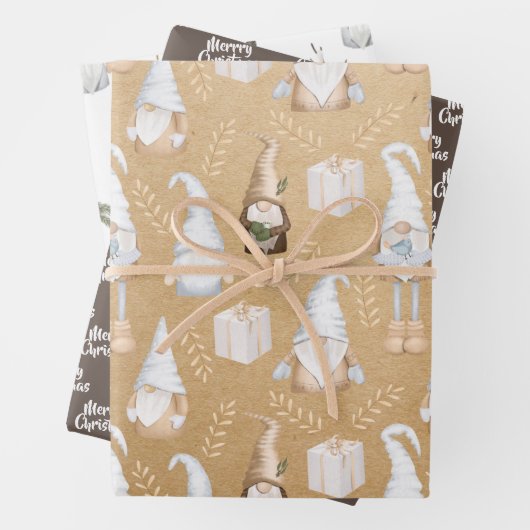 Kraftpapier | Gnome | Weihnachten Geschenkpapier Set (Beispiel)