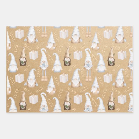 Kraftpapier | Gnome | Weihnachten Geschenkpapier Set (Vorderseite)
