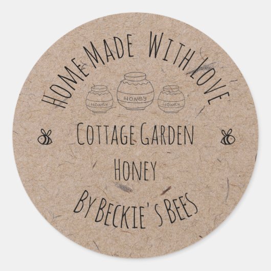 Kraftpapier | Honey Jar Label Runder Aufkleber (Vorderseite)
