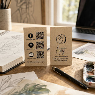 Kraftpapier-Künstler-Geschäftskarte mit Social Med Visitenkarte