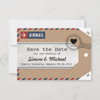 Kraftpapier Luftpost-Gepäckanhänger Save the Dates Date