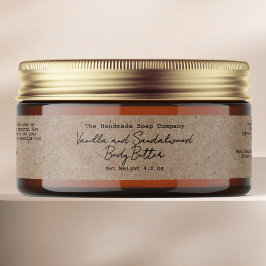 Kraftpapier-Minimalist Body Butter Glas Etikett