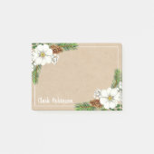 Kraftpapier Pinecone Weiße Blüte Post-it Klebezettel (Vorderseite)