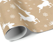 Kraftpapier Reindeer Muster Weiß ID589 Geschenkpapier (Rolleneckpunkt)