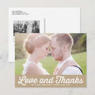 Kraftpapier Retro-Schriftfoto Hochzeit Danke Postkarte