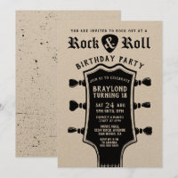 Kraftpapier Rock n Roll Gitarren-Einladung