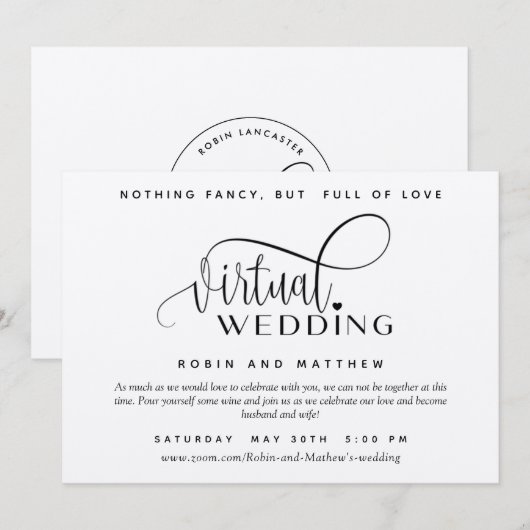 Kraftpapier, rustikal, Online Virtual Wedding Einladung (Vorne/Hinten)