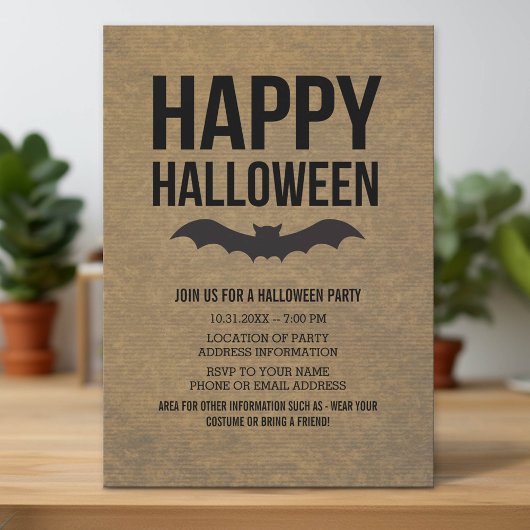 Kraftpapier sieht glücklich Halloween Rustikalen B Einladung