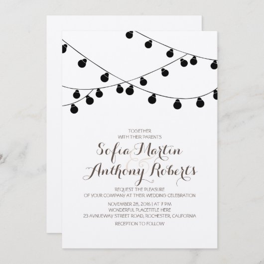 Kraftpapier-Streichellichter Moderne Hochzeit lädt Einladung (Vorne/Hinten)