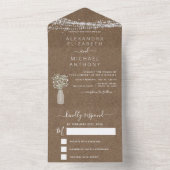 Kraftpapier String Lights Gipskraut Wedding All In One Einladung (Innen Boden)