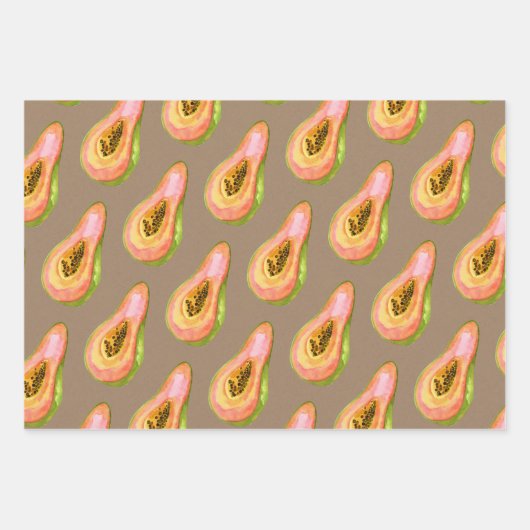 Kraftpapier Tropencocktails Guava Wassermelone Geschenkpapier Set (Vorderseite 3)
